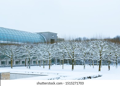 Munich, Germany - January 9, 2019: Winter View Of Hofgarten (garden Of The Munich Residenz) Near Bavarian State Chancellery Building (Bayerische Staatskanzlei)