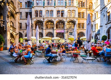 MUNICH, GERMANY - JULY 1, 2015: Marienplaz in Munich. Munuch is the capital and largest city of the German state of Bavaria