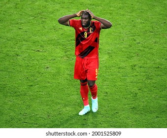 MUNICH, GERMANY - July 2, 2021: 
Romelu Lukaku of Belgium looks dejected 
during the UEFA Euro 2020
Belgium v Italy at Allianz Arena Stadium.
