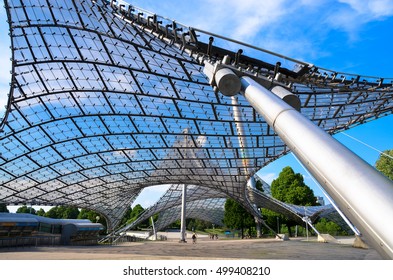 MUNICH - GERMANY June 12, 2016: Olympiapark In Munich, Germany. Olympic Park Was Constructed For The 1972 Olympics Summer Games.