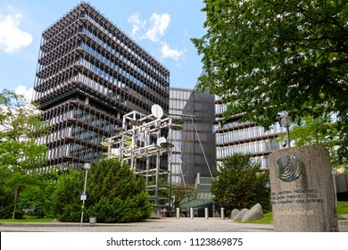 Munich, Germany - June 2, 2018: Exterior of modern building of European Patent Office EPO headquarters