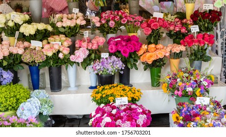 Munich, Germany - June 5, 2018: Fresh flowers on display at the victuals market in Munich, Germany - Shutterstock ID 1756703201