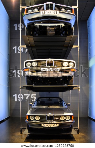 Munich,\
Germany - March, 2013. Collection of vintage BMW cars on display in\
the automobile museum of BMW history in\
Munich