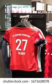 MUNICH, GERMANY - NOVEMBER 25, 2018 : Store Of Sports Clothing And Souvenirs Of The Bavaria Munich Football Team On The Territory Of Allianz Arena. 
