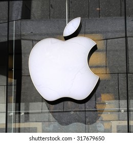 Munich, Germany - September 12, 2015: A Sign Of An Apple Company 