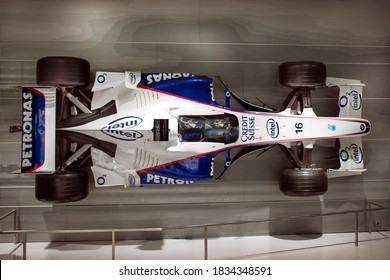 Munich, Germany - September 14, 2018: A Formula One Race Car Of BMW Sauber Team In Munich BMW Welt Museum.