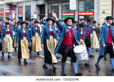 MUNICH, GERMANY - SEPTEMBER 16, 2017: Octoberfest 2017 In Munich, Bavaria, Germany. The Traditional Costume Parade