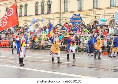 Munich, Germany, September 18, 2016: The Traditional Costume Parade During Octoberfest 2016 In Munich