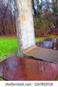 Munich/Germany- 2015: Piece Of Berlin Wall In Munich