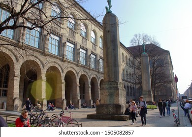 Munich/Germany- 2019: Ludwig Maximilian University Of Munich (LMU)