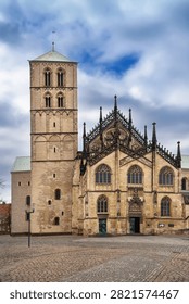 Munster Cathedral, Germany, side view from square. Historic gothic st paulus dom church building