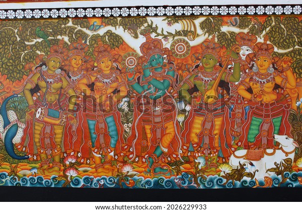 Mural Paintings Guruvayur Temple Stories Krishnas Stock Photo ...