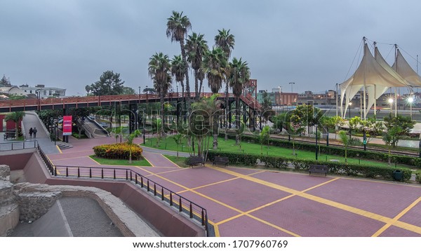 The Muralla\
Park day to night transition timelapse. It is a public park located\
in the city of Lima. The park is located between the Rimac River\
and the historic center of Lima.\
Peru.