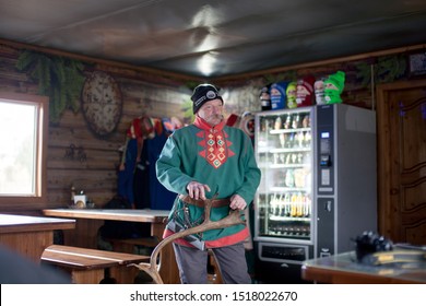 MURMANSK, RUSSIA - SEPTEMBER 18: Unidentified Sami People At Sami Village, A Finno-Ugric People Inhabiting Sápmi, Which Today Encompasses Large Northern Parts Of Norway, Sweden, Russia On Sep 18, 2019