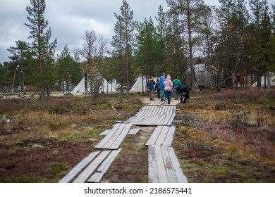 MURMANSK, RUSSIA - SEPTEMBER 18: Unidentified People Visit Sami Village, A Finno-Ugric People Inhabiting Sápmi, Which Today Encompasses Large Northern Parts Of Norway, Sweden, Russia On Sep 18, 2019