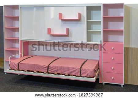 Murphy Bed Folded Down in Childrens Room