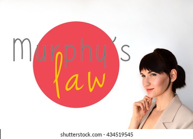 Murphy's Law. Sign On White Background. The Law Of Meanness