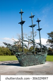 Murrisk, Co. Mayo, Ireland. August 27, 2004. National Famine Memorial, Designed By Irish Artist John Behan, Which Abstractly Resembles A Coffin Ship Filled With Dying People.