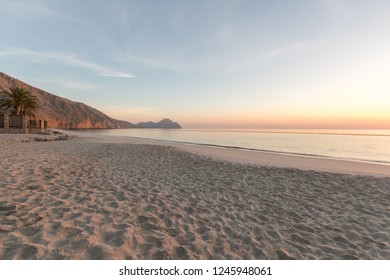 MUSANDAM, OMAN - NOVEMBER 19, 2016: The beach at Zighy Bay in the Omani enclave of Musandam