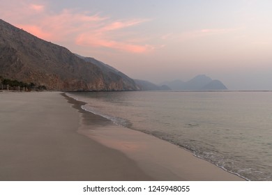 MUSANDAM, OMAN - NOVEMBER 20, 2016: The beach at Zighy Bay in the Omani enclave of Musandam