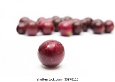 Muscadine Grapes On A White Background.