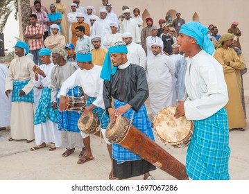 MUSCAT, OMAN - FEBRUARY 1, 2008: Omani Musicians Providing Music For A Tribal Dance In Muscat, In The Sultanate Of Oman.