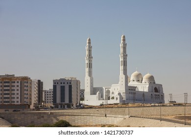 Muscat, Oman - June 12, 2019: Muscat Modern Mosque And New Buildings City View. 