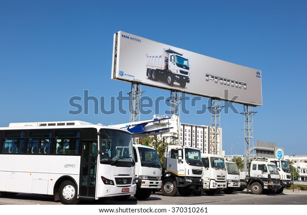 MUSCAT, OMAN -\
NOV 28, 2015: Tata Motors dealership for trucks and buses in\
Muscat.  Sultanate of Oman, Middle\
East