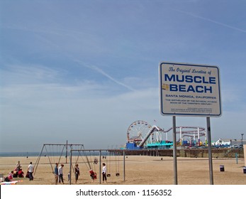 Muscle Beach Sign In Santa Monica, California