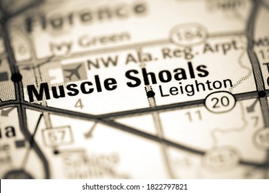 Muscle Shoals. Alabama. USA On A Map