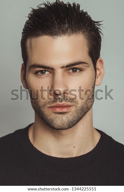 Muscle Strong Beautiful Stripped Male Model Stock Photo 1344225551 ...