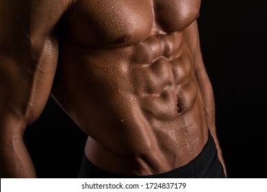 Muscled male torso with abs - Shutterstock ID 1724837179