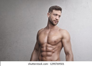 Muscled Topless Attractive Young Man.