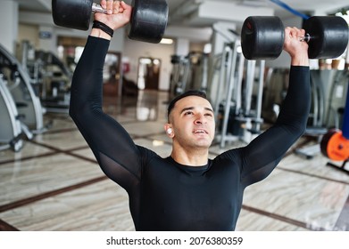 Muscular Arab Man Training Dumbbells Modern Stock Photo 2076380359 ...