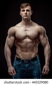 Muscular Bodybuilder Guy Doing Posing Over Stock Photo (Edit Now) 445529080
