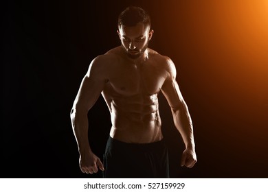 Muscular Bodybuilder Guy Doing Posing Stock Photo (Edit Now) 527159929