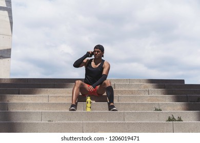 Muscular Fit Sport Model Sprinter Resting Stock Photo Shutterstock