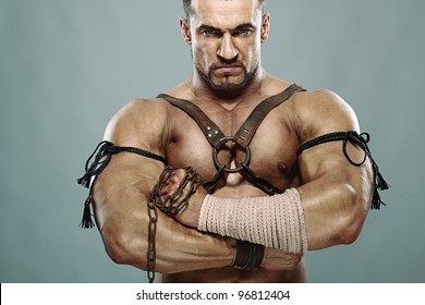 muscular male portrait of ancient warrior