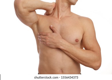 Muscular Male Torso, Chest And Armpit Hair Removal. Male Waxing. Male Laser Epilation.