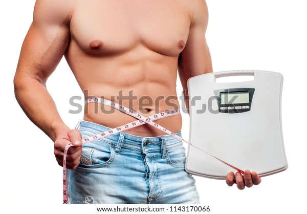 Muscular Man Perfect Body Measuring His Stock Photo Edit Now