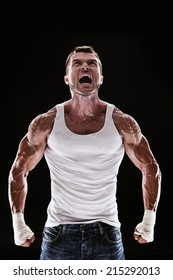 Muscular Man Screaming And Roar