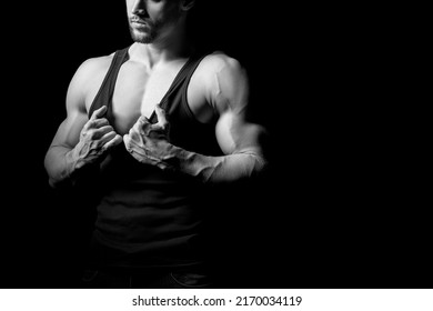 Muscular Young Man Perfect Body Stripping Stock Photo 2170034119 ...