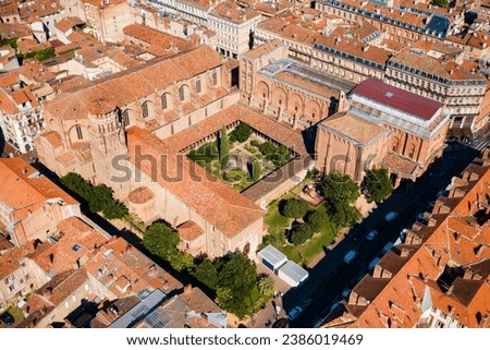 Musee des Augustins de Toulouse or Musee des Beaux-Arts aerial panoramic view, a fine arts museum in Toulouse city, France 