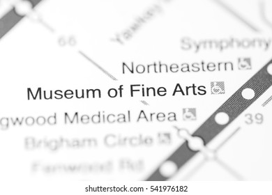 Museum Of Fine Arts Station. Boston Metro Map.