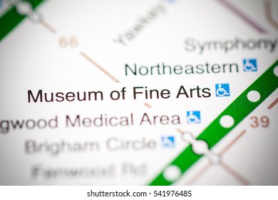 Museum Of Fine Arts Station. Boston Metro Map.