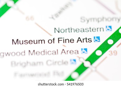 Museum Of Fine Arts Station. Boston Metro Map.