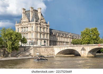 Museum Louvre in Paris, France. View from Seine river - Shutterstock ID 2217525669