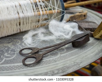 Museum Of Silk Production. Hand Process Of Silk Yield.