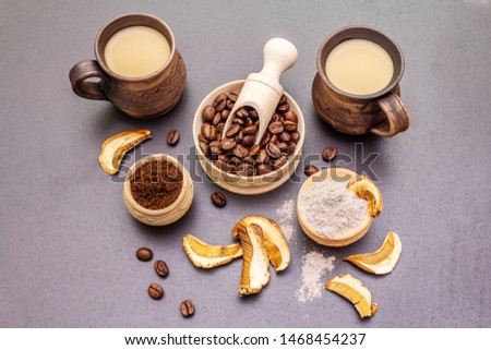 Similar – Image, Stock Photo a stone mushroom with his bright brown has stands on a clearing