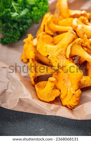 mushroom chanterelle fresh plant mushrooms delicious chanterelles food snack on the table copy space food background rustic top view 